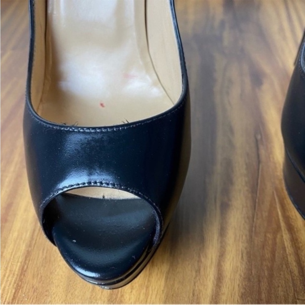 Christian Louboutin Black Lady Peep Heels Platform Peep Toe Stilettos Size 8 - Picture 10 of 16